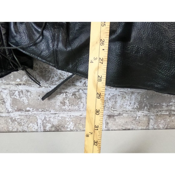 Diamond Plate Buffalo Leather Jacket Mens 2XL Black Eagle USA Patch Motorcycle - Picture 13 of 13